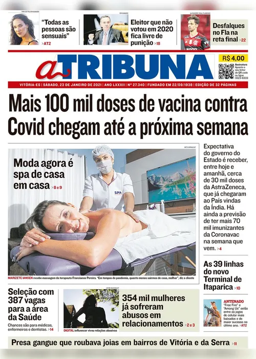 Imagem ilustrativa da imagem Confira os destaques do Jornal A Tribuna deste sábado