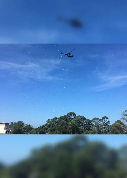 Imagem ilustrativa da imagem Pétalas são jogadas de helicóptero no enterro de piloto