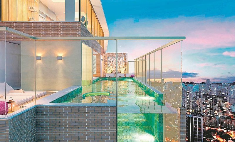 Grand Tower Suá tem piscina no último andar, o que garante uma vista panorâmica da Baía de Vitória (Foto: Grand Construtora)