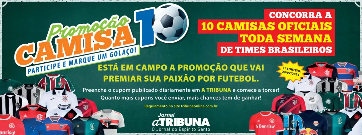 Imagem ilustrativa da imagem A Tribuna sorteia camisas oficiais de times brasileiros