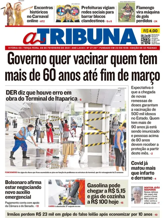 Imagem ilustrativa da imagem Clique aqui e veja os destaques do jornal A Tribuna desta terça