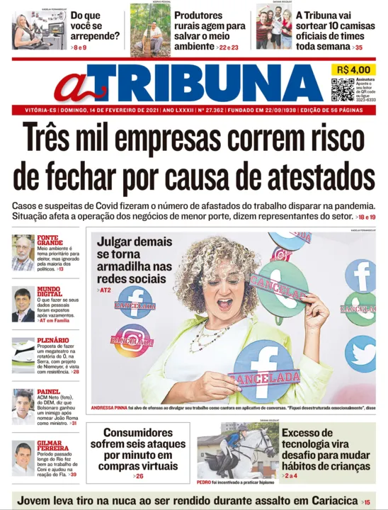 Imagem ilustrativa da imagem Clique aqui e confira os destaques do jornal A Tribuna deste domingo