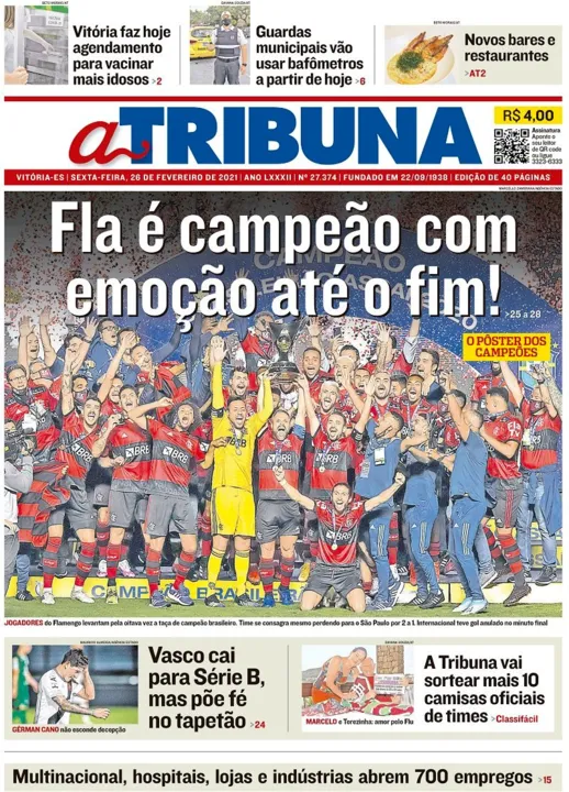 Imagem ilustrativa da imagem Clique aqui e veja os destaques do jornal A Tribuna desta sexta