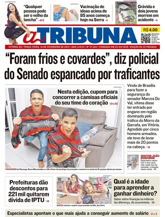 Imagem ilustrativa da imagem Clique aqui e veja os destaques do jornal A Tribuna desta terça