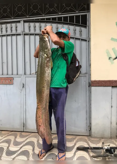 Imagem ilustrativa da imagem Pedreiro pesca pirarucu de quase 50 quilos no Rio Itapemirim: "Nunca vi desse tamanho"