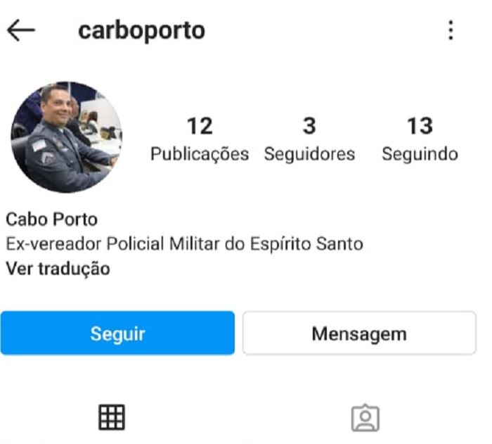 Perfil falso criado para se passar pelo Cabo Porto (Foto: Reprodução )