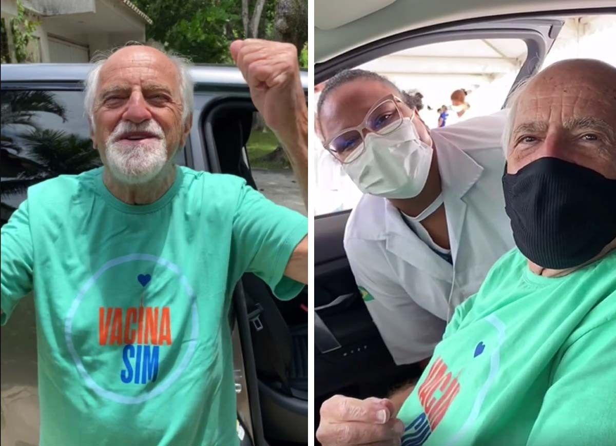 O ator Ary Fontoura, de 88 anos, recebeu a primeira dose da vacina contra a Covid-19 (Foto: Reprodução Instagram)