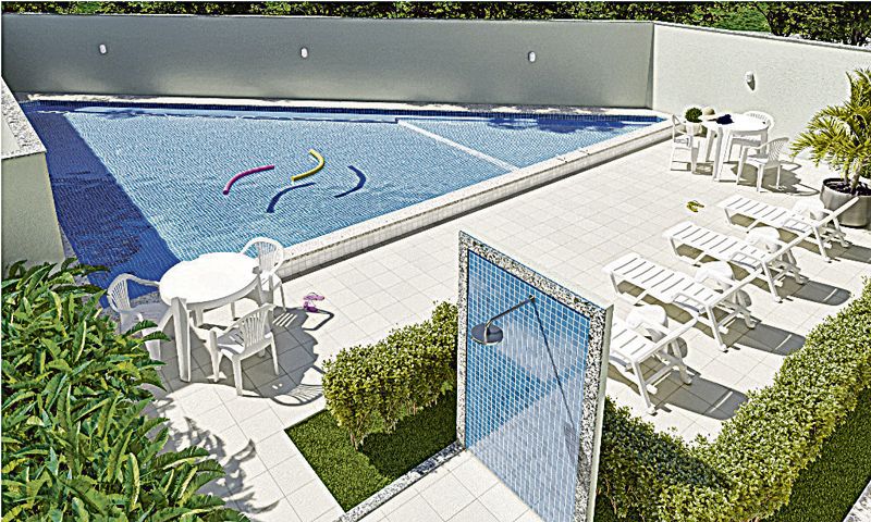Piscina do Villa do Mestre: empreendimento terá lazer completo, com salão de festas, churrasqueira, quadra recreativa e academia (Foto: De Martin)