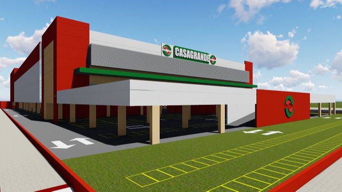 Projeção de como será a nova unidade do Casagrande, em Jacaraípe (Foto: Divulgação/ Supermercado Casagrande)