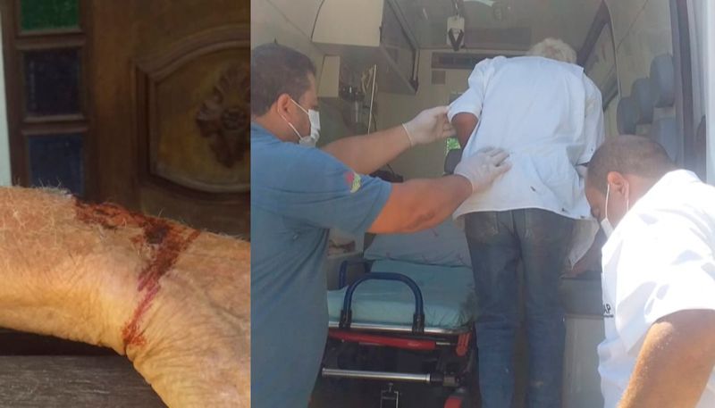 Vítima foi agredida e socorrida para um serviço médico (Foto: Beto Barbosa)