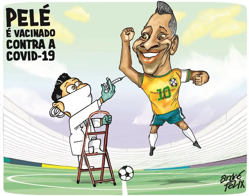 Imagem ilustrativa da imagem Charge do Dia: Pelé vacinado contra a Covid-19