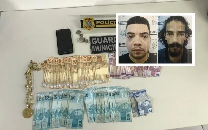 Jozinei Francisco da Silva (à esquerda), conhecido como Babão, foi preso junto com outro criminoso, identificado como Eduardo Queiroz de Araújo (à direita)