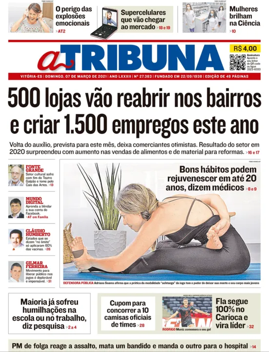 Imagem ilustrativa da imagem Clique aqui e confira os destaques do jornal A Tribuna deste domingo