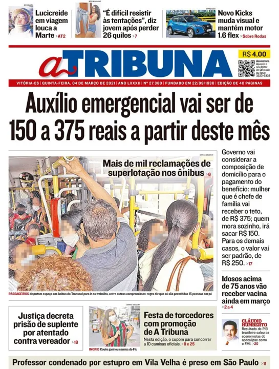 Imagem ilustrativa da imagem Clique aqui e veja os destaques do jornal A Tribuna desta quinta
