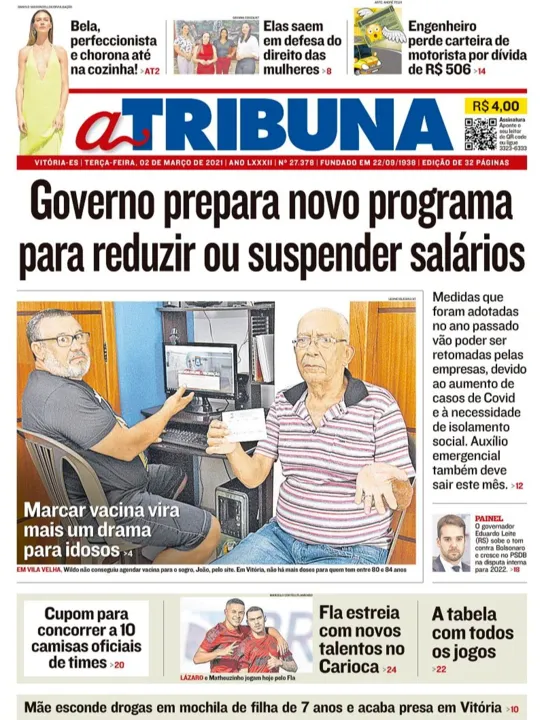 Imagem ilustrativa da imagem Clique aqui e veja os destaques do jornal A Tribuna desta terça