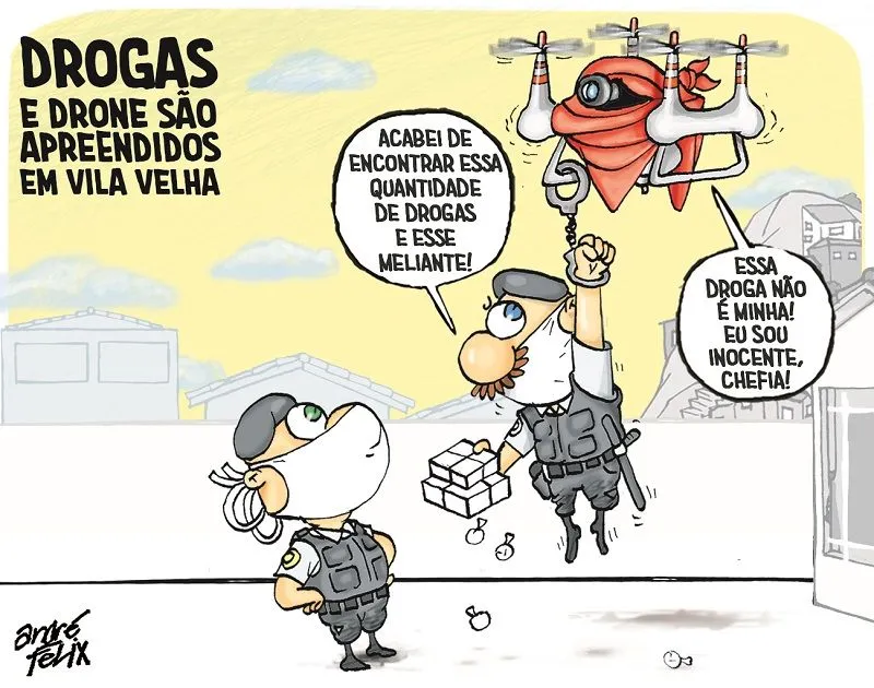 Imagem ilustrativa da imagem Charge do Dia: Drone apreendido pela polícia