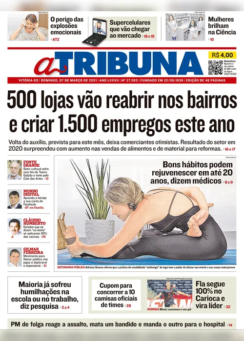 Imagem ilustrativa da imagem Clique aqui e confira os destaques do jornal A Tribuna deste domingo