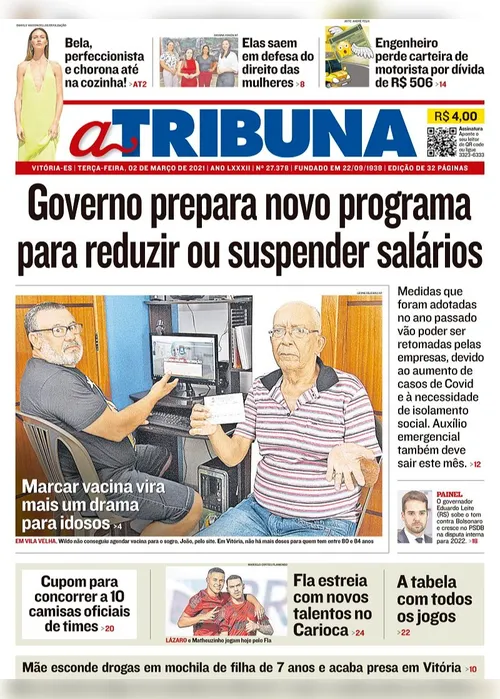 Imagem ilustrativa da imagem Clique aqui e veja os destaques do jornal A Tribuna desta terça