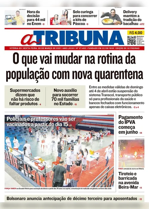 Imagem ilustrativa da imagem Clique aqui e veja os destaques do jornal A Tribuna desta sexta