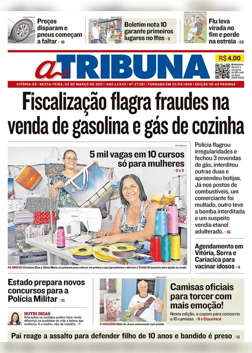 Imagem ilustrativa da imagem Clique aqui e veja os destaques do jornal A Tribuna desta sexta