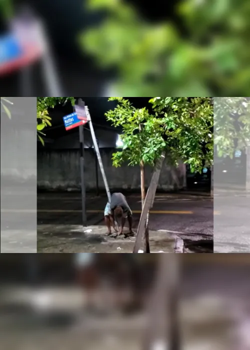 Imagem ilustrativa da imagem Homem rouba placa com nome de rua e é preso em Vitória