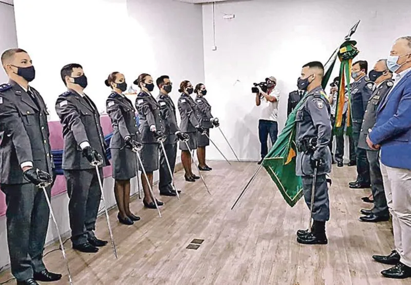 Militares durante o evento no qual o anúncio sobre a possível nova seleção para a Polícia Militar foi anunciada