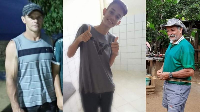 Jair Marconcini Mozer, 41 anos, Adriano Ângelo Nalin, de 18 anos, e Sebastião Machado, 59 anos (Fotos: Acervo da família)