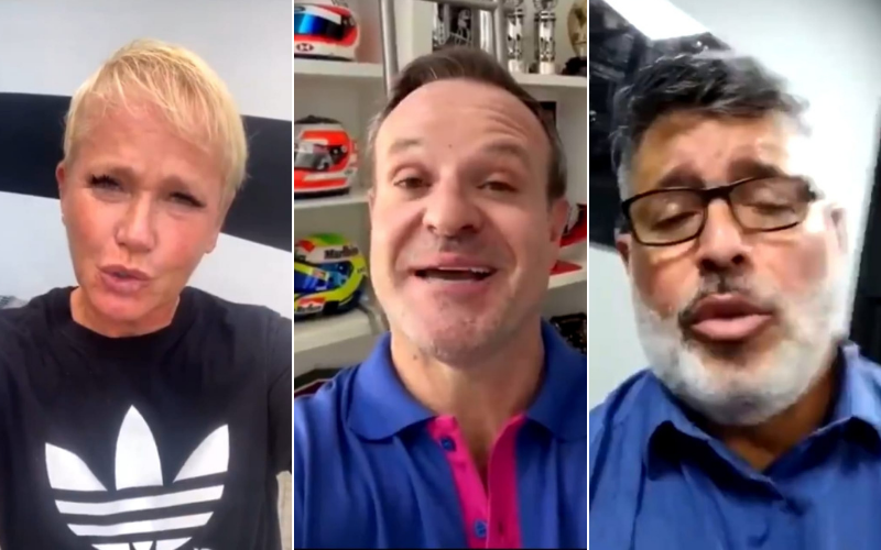 Xuxa, Barrichello e Frota são só alguns dos famosos que participaram da gincana (Foto: Reprodução/Twitter)