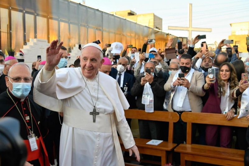 Papa Francisco visita a Catedral Caldeia de São José em Bagdá (Foto: Divulgação / Vaticano News)