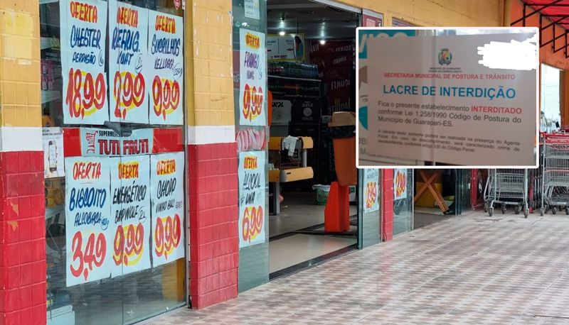 Estabelecimento foi flagrado em aberto no domingo (Foto: Roberta Bourguignon e Divulgação)