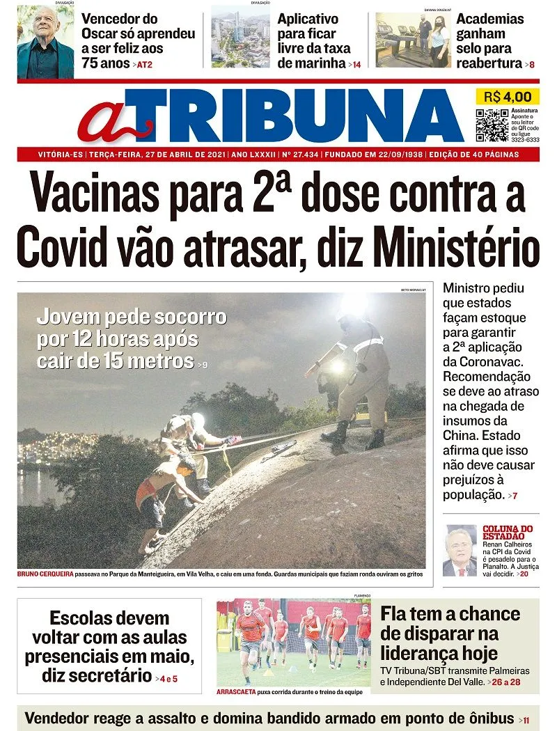 Imagem ilustrativa da imagem Clique aqui e veja os destaques do jornal A Tribuna desta terça