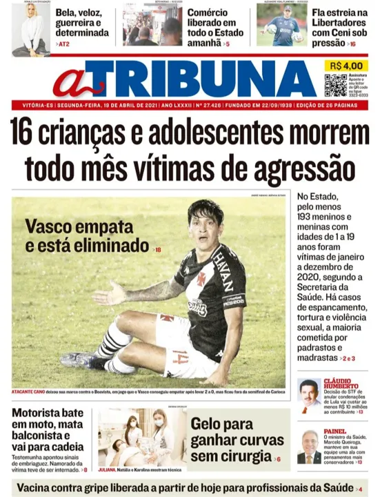 Imagem ilustrativa da imagem Clique aqui e veja os destaques do jornal A Tribuna desta segunda