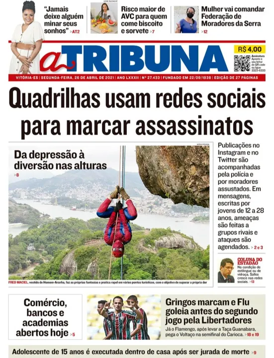 Imagem ilustrativa da imagem Clique aqui e veja os destaques do jornal A Tribuna desta segunda