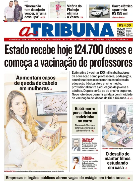 Imagem ilustrativa da imagem Clique aqui e veja os destaques do jornal A Tribuna desta quinta
