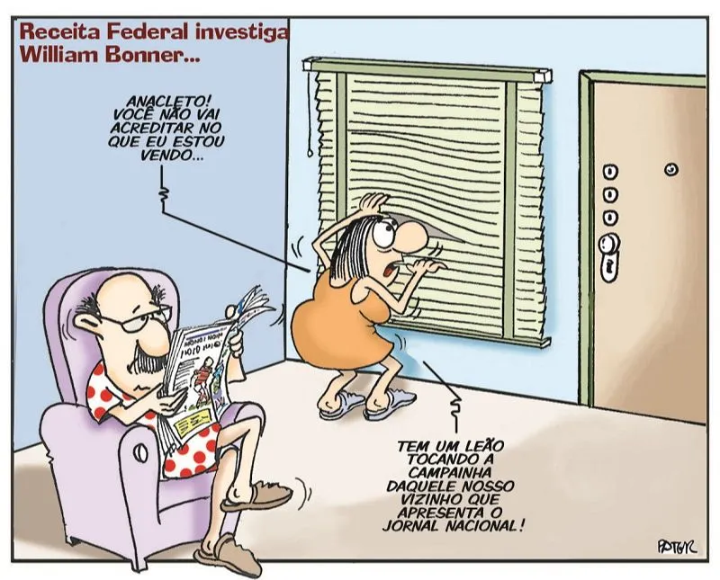 Imagem ilustrativa da imagem Charge do Dia: Receita Federal investiga William Bonner