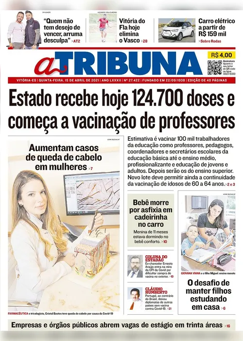 Imagem ilustrativa da imagem Clique aqui e veja os destaques do jornal A Tribuna desta quinta