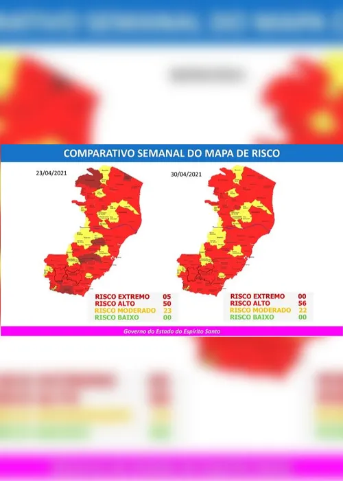 
          Imagem ilustrativa da imagem Mapa de risco: Nenhuma cidade capixaba está no risco extremo de contágio
          
