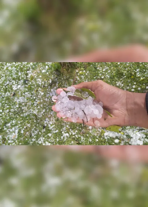 Imagem ilustrativa da imagem VÍDEO | Chuva de granizo assusta e causa prejuízos no Sul do Estado