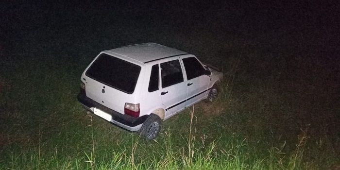 Carro foi parar na vegetação (Foto: Divulgação Corpo de Bombeiros)