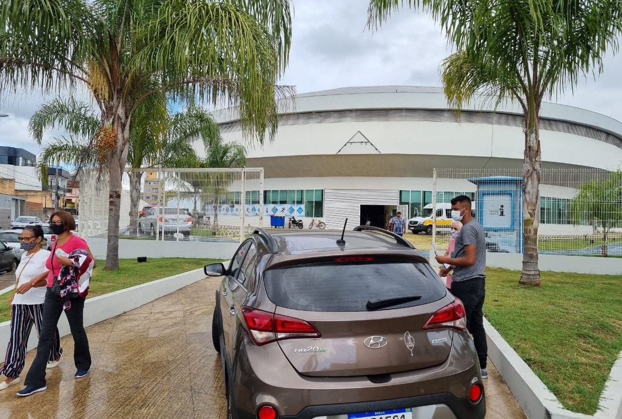 Complexo Esportivo, onde acontece a vacinação na modalidade de Drive Thru e a pé (Foto: Roberta Bourguignon/AT)