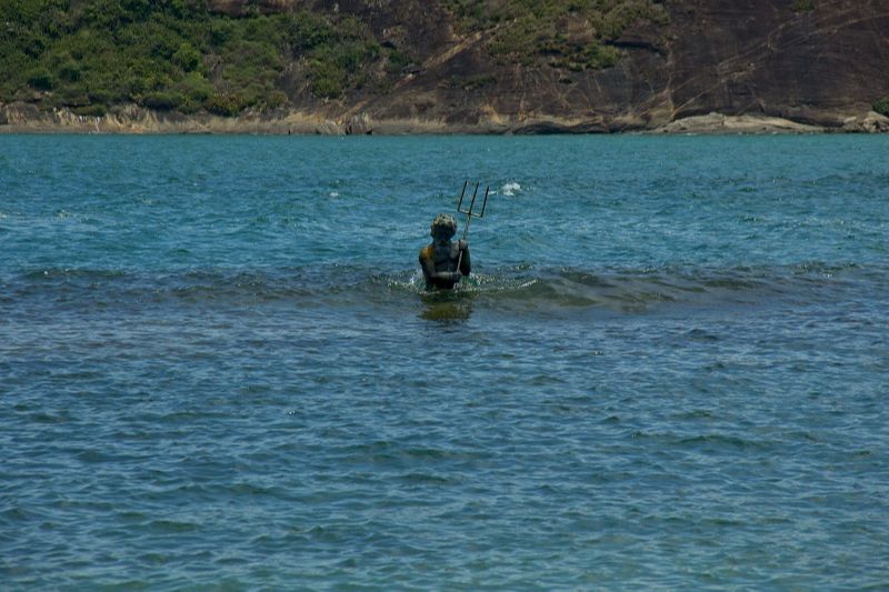 Monumento de Netuno, o “rei do oceano”, foi retirado para ser restaurado (Foto: Daniela Huerta)
