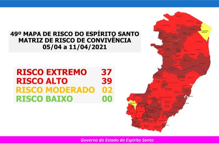 Novo mapa de risco (Foto: Divulgação Governo do Estado)