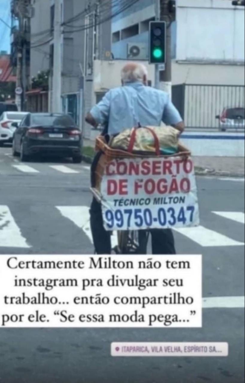 Milton Goulart de Souza tem 73 anos e conserta fogões há 40 anos. (Foto: Redes sociais)