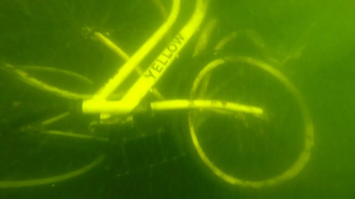 Imagem ilustrativa da imagem Bicicletas e patinetes compartilhadas são encontradas dentro de lago de pedreira em Vitória