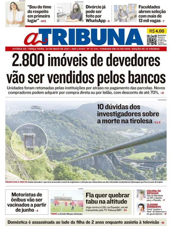 Imagem ilustrativa da imagem Clique aqui e veja os destaques do jornal A Tribuna desta terça