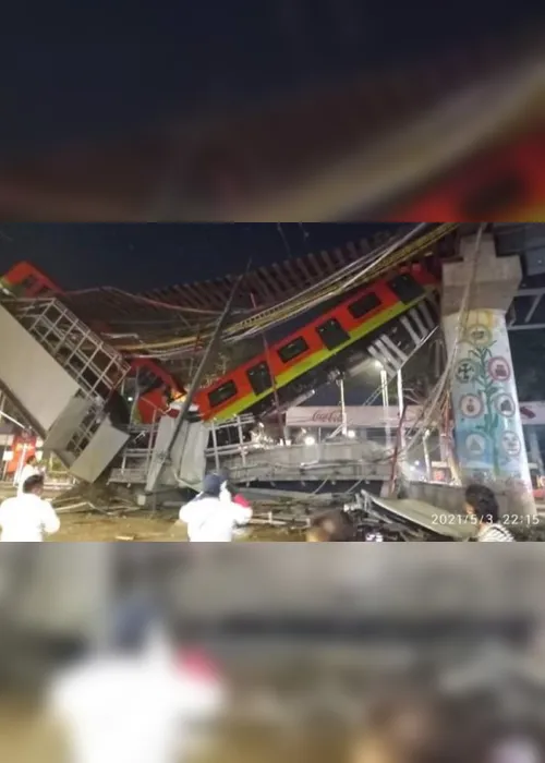 Imagem ilustrativa da imagem VÍDEO | Queda de viaduto por onde passava metrô deixa mortos e feridos no México