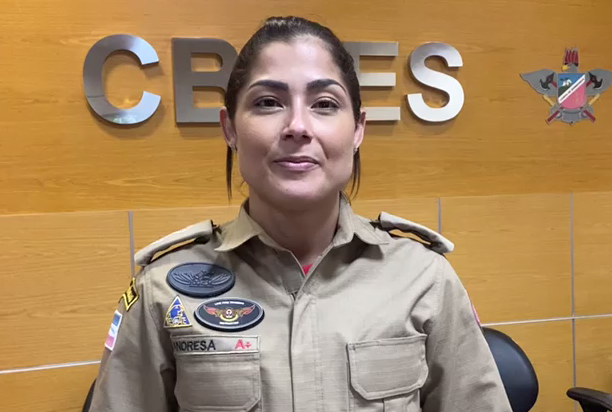 Tenente Andressa do Corpo de Bombeiros Militar (Foto: Reprodução/ vídeo)