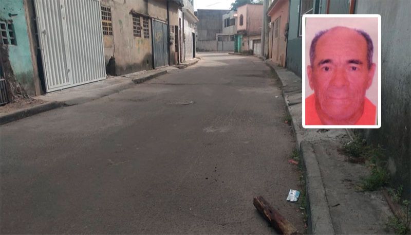 Local onde o idoso Antônio Batista da Fonseca foi assassinado em Central Carapina (Foto: Fábio Nunes / AT e Reprodução)