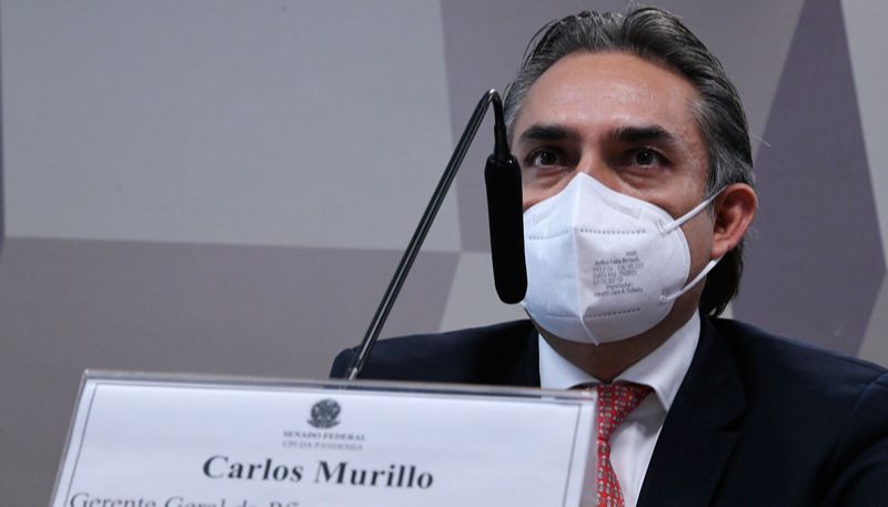 Gerente-geral da Pfizer na América Latina, Carlos Murillo em pronunciamento (Foto: Edilson Rodrigues / Agência Senado)