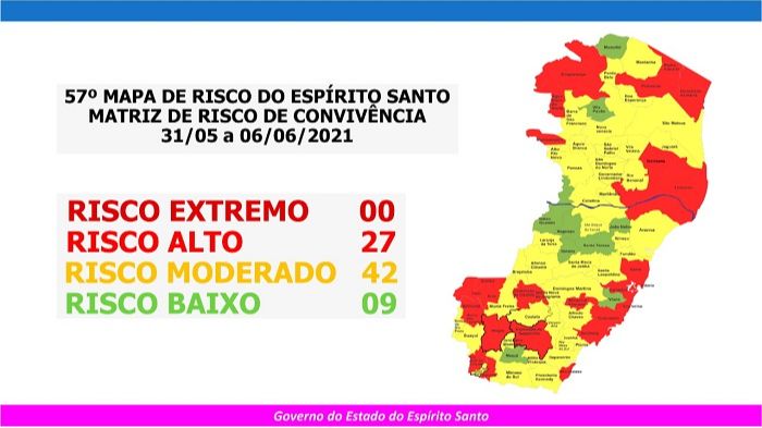 Novo mapa de risco (Foto: Divulgação governo do Estado)
